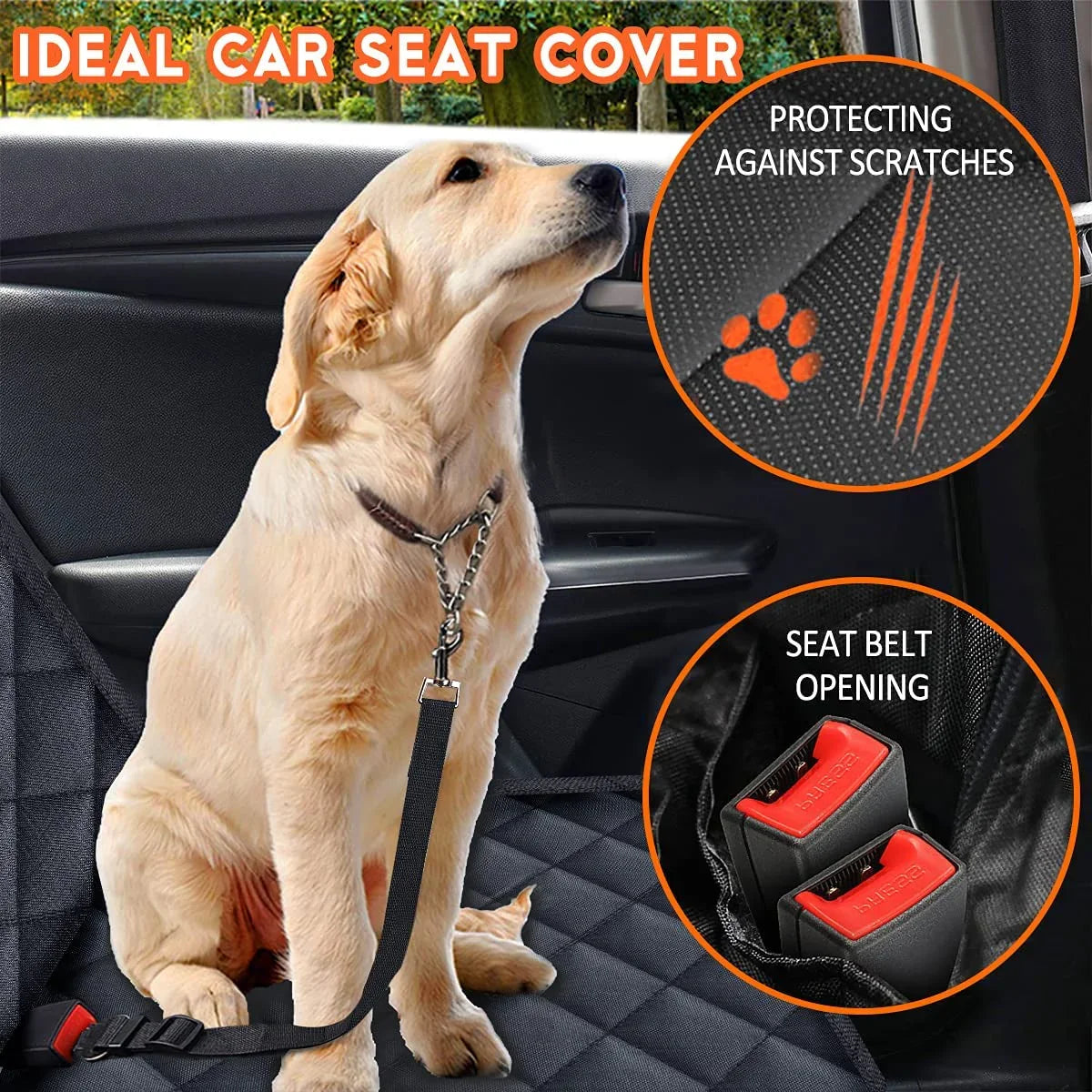 Dog Car Seat Cover, Back Seat Cover for Dogs Pet Car Seat Protector Waterproof Bench Car Seat Cover, Non-Slip Reat Seat Cover Fits Middle Armrest for Most Cars Trucks Suvs - Black - EZIMO STORE