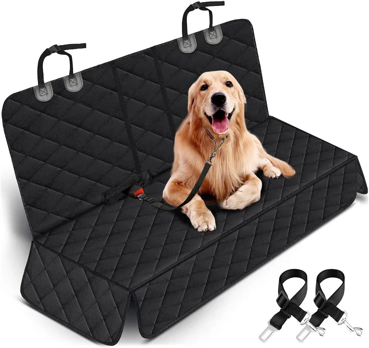 Dog Car Seat Cover, Back Seat Cover for Dogs Pet Car Seat Protector Waterproof Bench Car Seat Cover, Non-Slip Reat Seat Cover Fits Middle Armrest for Most Cars Trucks Suvs - Black - EZIMO STORE
