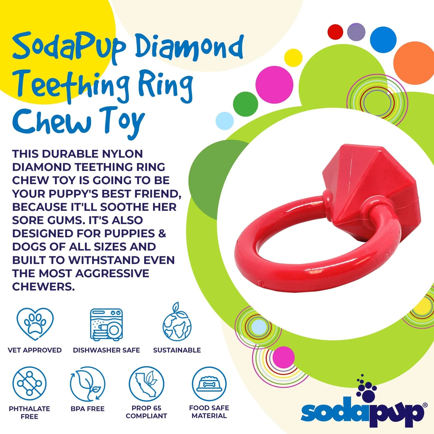Durable Diamond Ring Teething Toy for Aggressive Chewers - EZIMO STORE