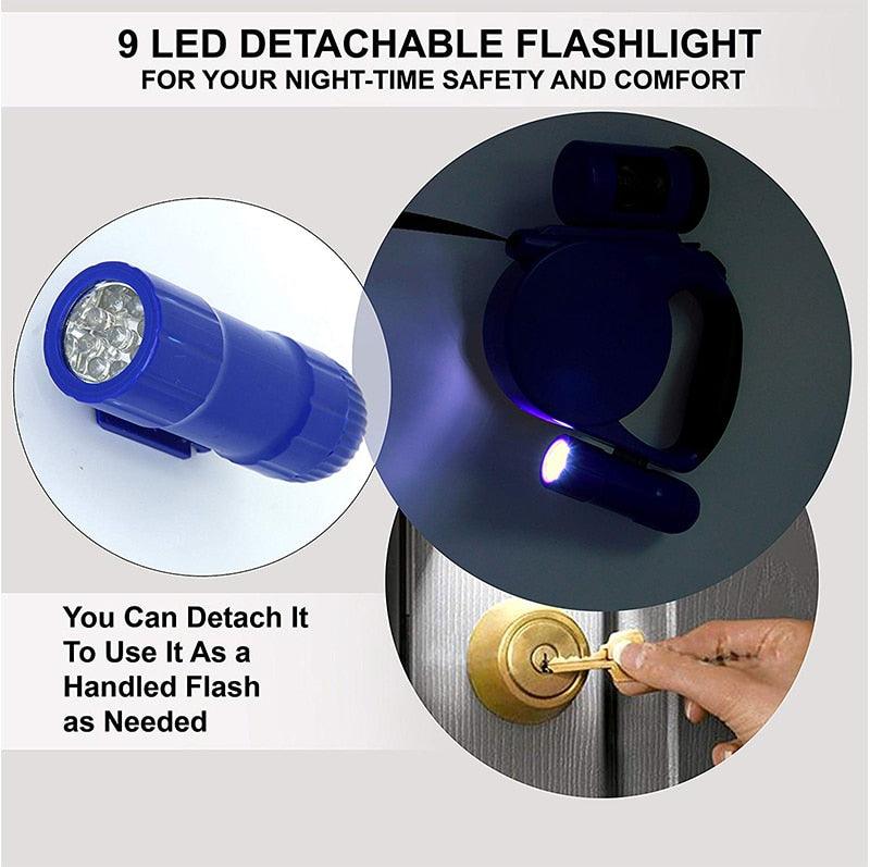 Nightwalk 4.5M Led Light And Waste Bag Dispenser Retractable Dog Leash - EZIMO STORE