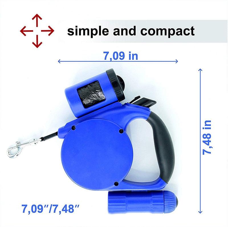 Nightwalk 4.5M Led Light And Waste Bag Dispenser Retractable Dog Leash - EZIMO STORE