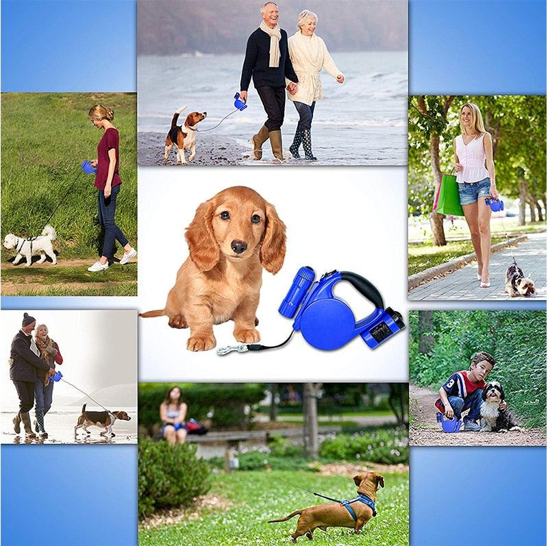 Nightwalk 4.5M Led Light And Waste Bag Dispenser Retractable Dog Leash - EZIMO STORE