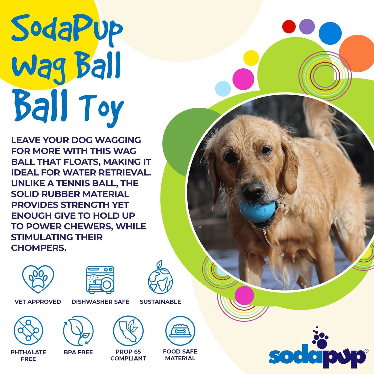 SP Wag Ultra-Durable Floating Rubber Ball for Power Chewers - EZIMO STORE